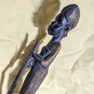 SOLD 14" African Hand-Carved Wooden Woman Figure